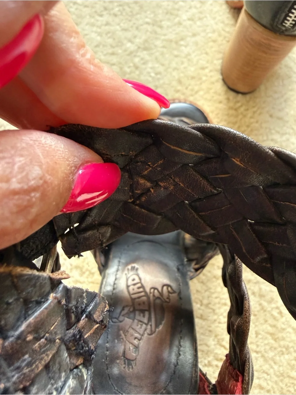 Freebird by Steven Dark Brown Bayou Braided Leather Ankle-Strap Booties